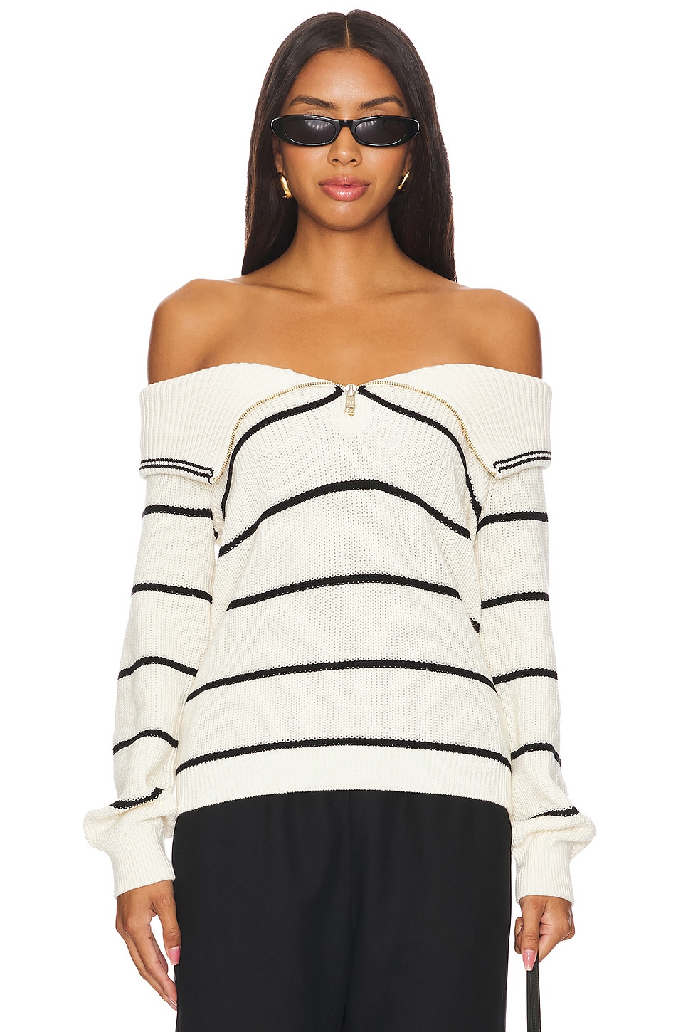 525 Sierra Off Shoulder Striped Pullover