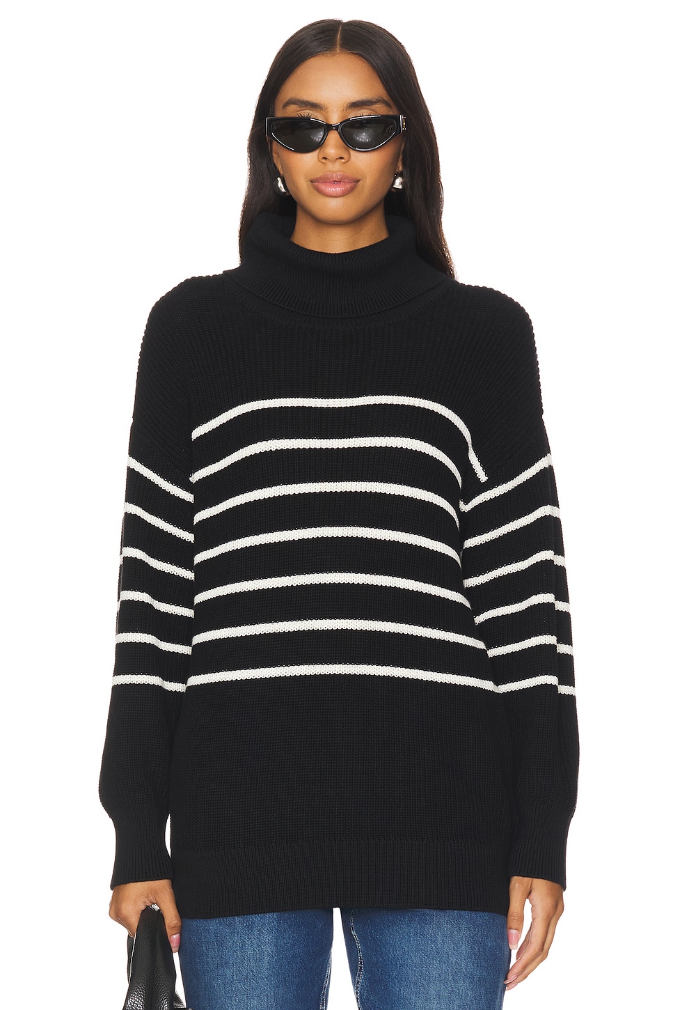 525 Elise Oversized Striped Turtleneck Pullover