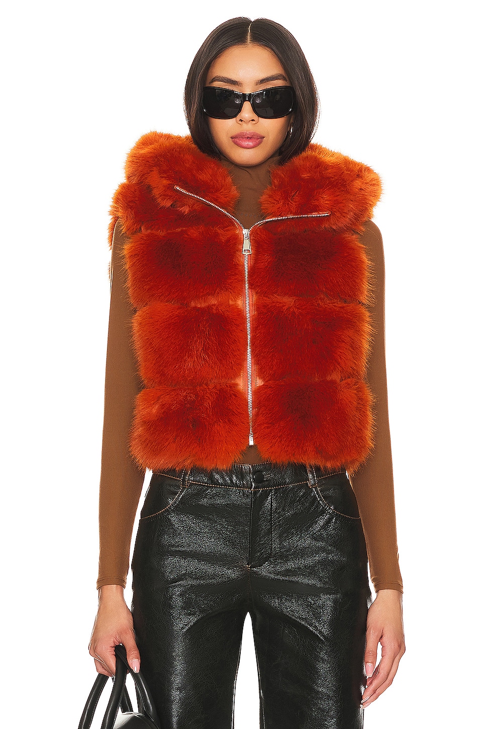 Adrienne Landau Faux Fur Hooded Vest