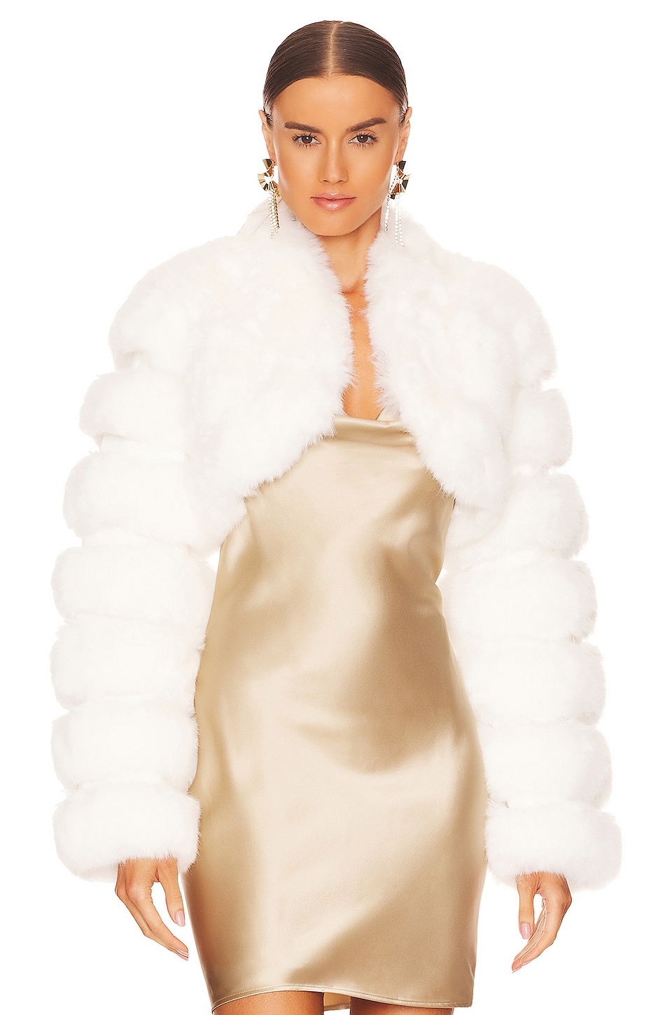 Adrienne Landau Faux Fox Fur Short Jacket