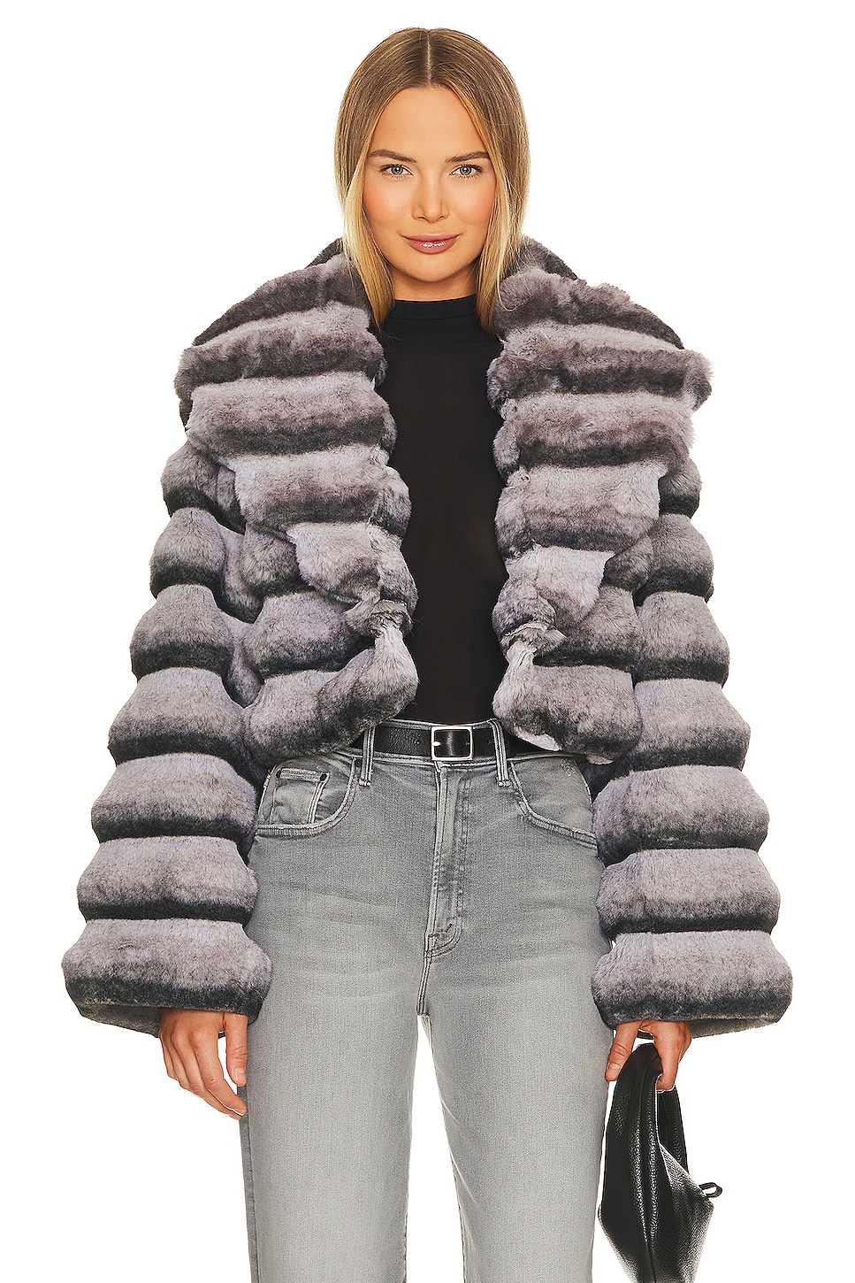 Adrienne Landau Faux Fur Chinchilla Jacket