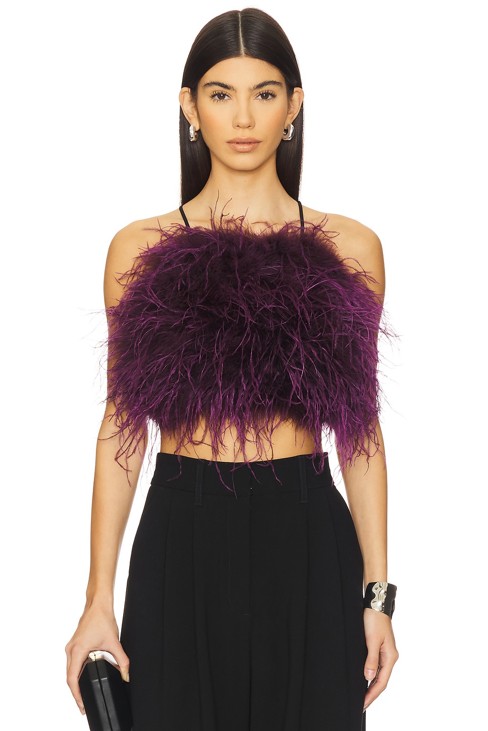 Adrienne Landau Feather Halter Top