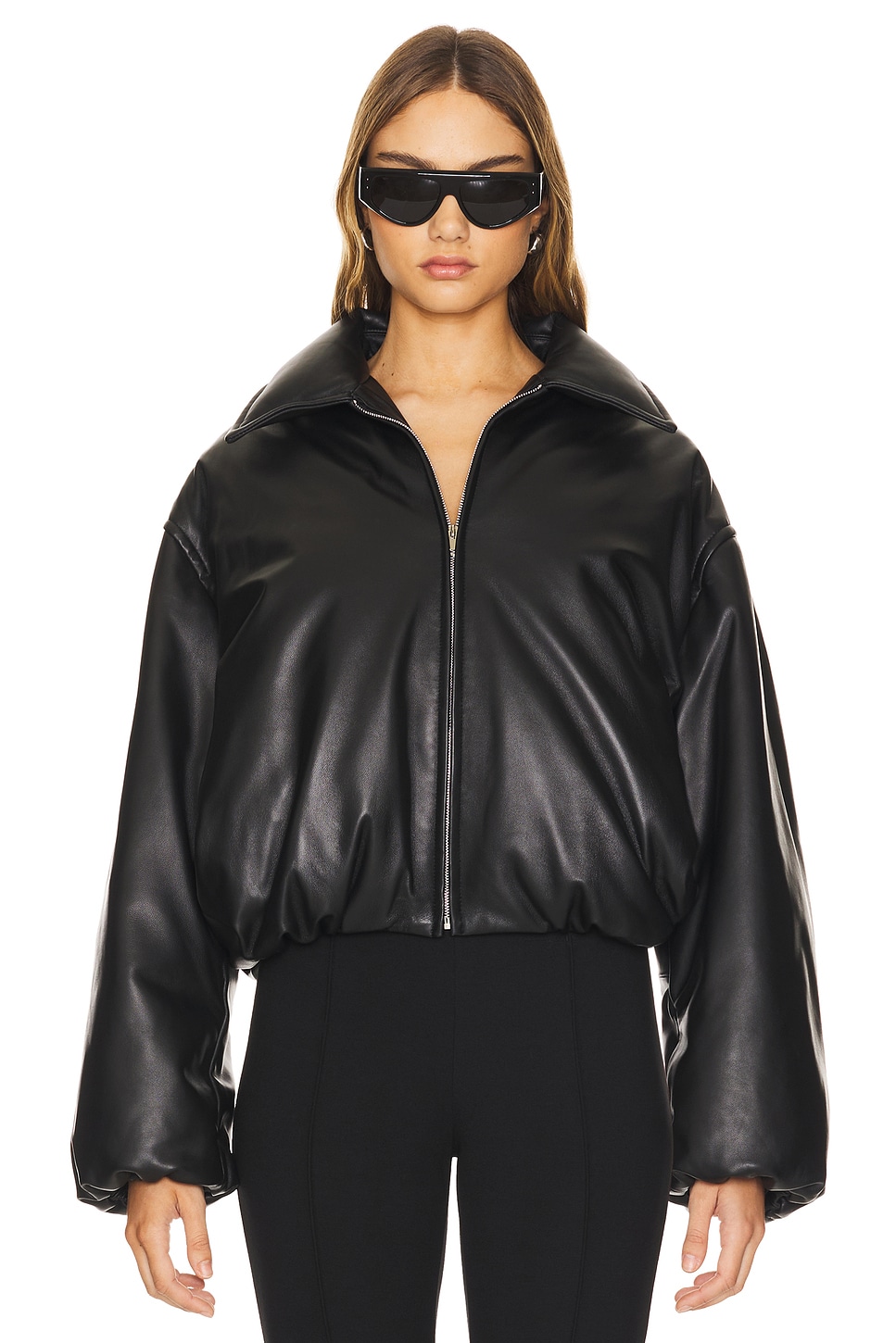 AEXAE Leather Bomber Jacket