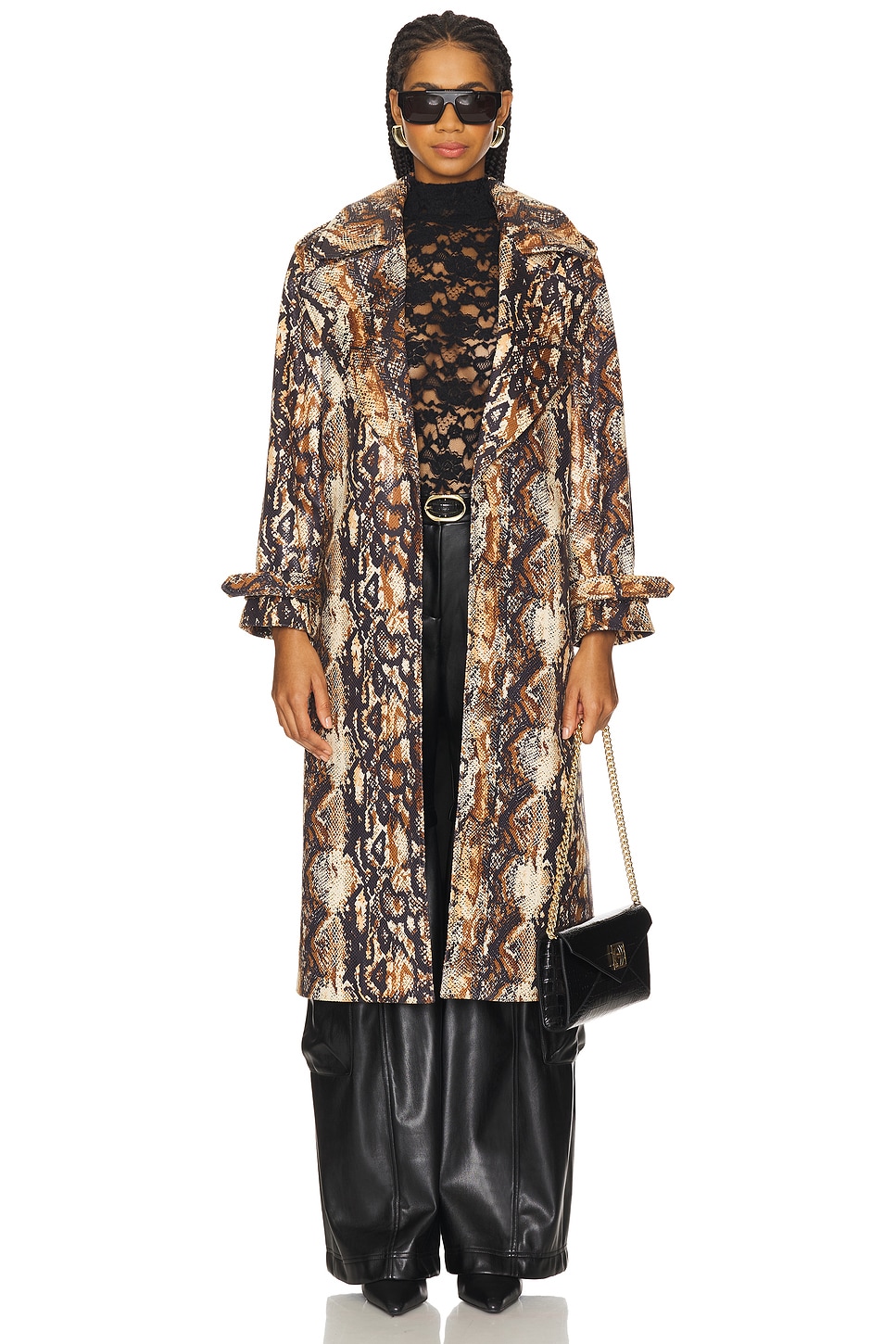 Alice + Olivia Nevada Drapey Mid Length Trench Coat