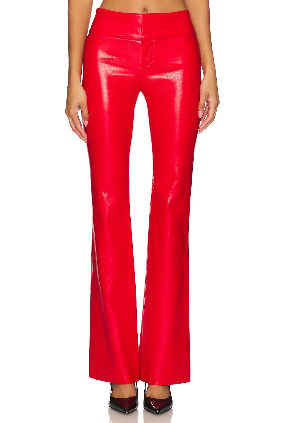 Alice + Olivia Olivia Vegan Leather Side Slits Pant