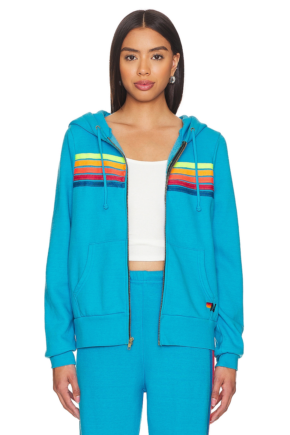 Aviator Nation 5 Stripe Zip Hoodie