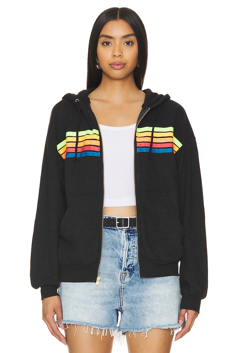 Aviator Nation 5 Stripe Zip Hoodie