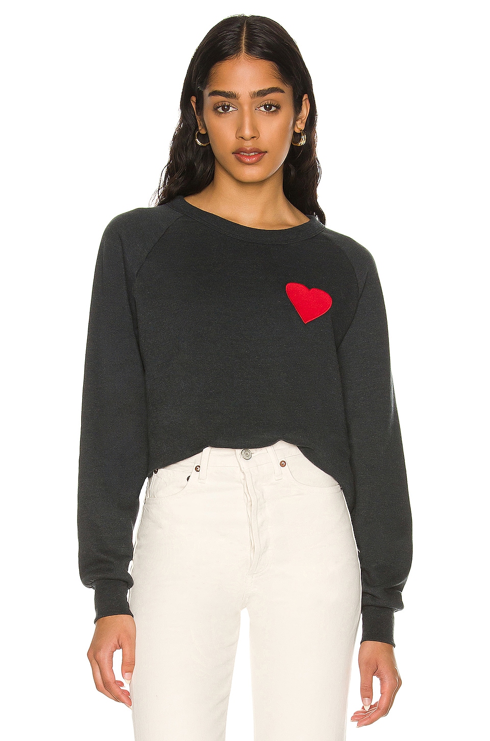 Aviator Nation Heart Embroidery Crew Sweatshirt