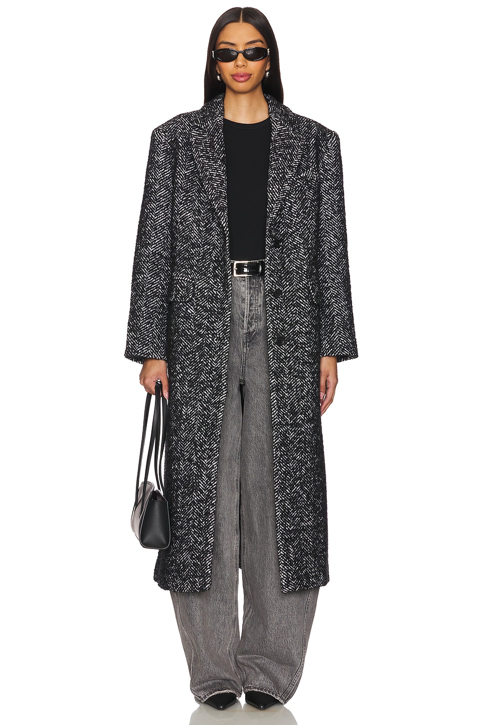 ANINE BING Quinn Coat in Black and White Tweed