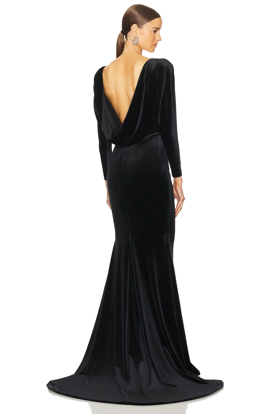 Alex Perry Draped Open Back Velvet Gown