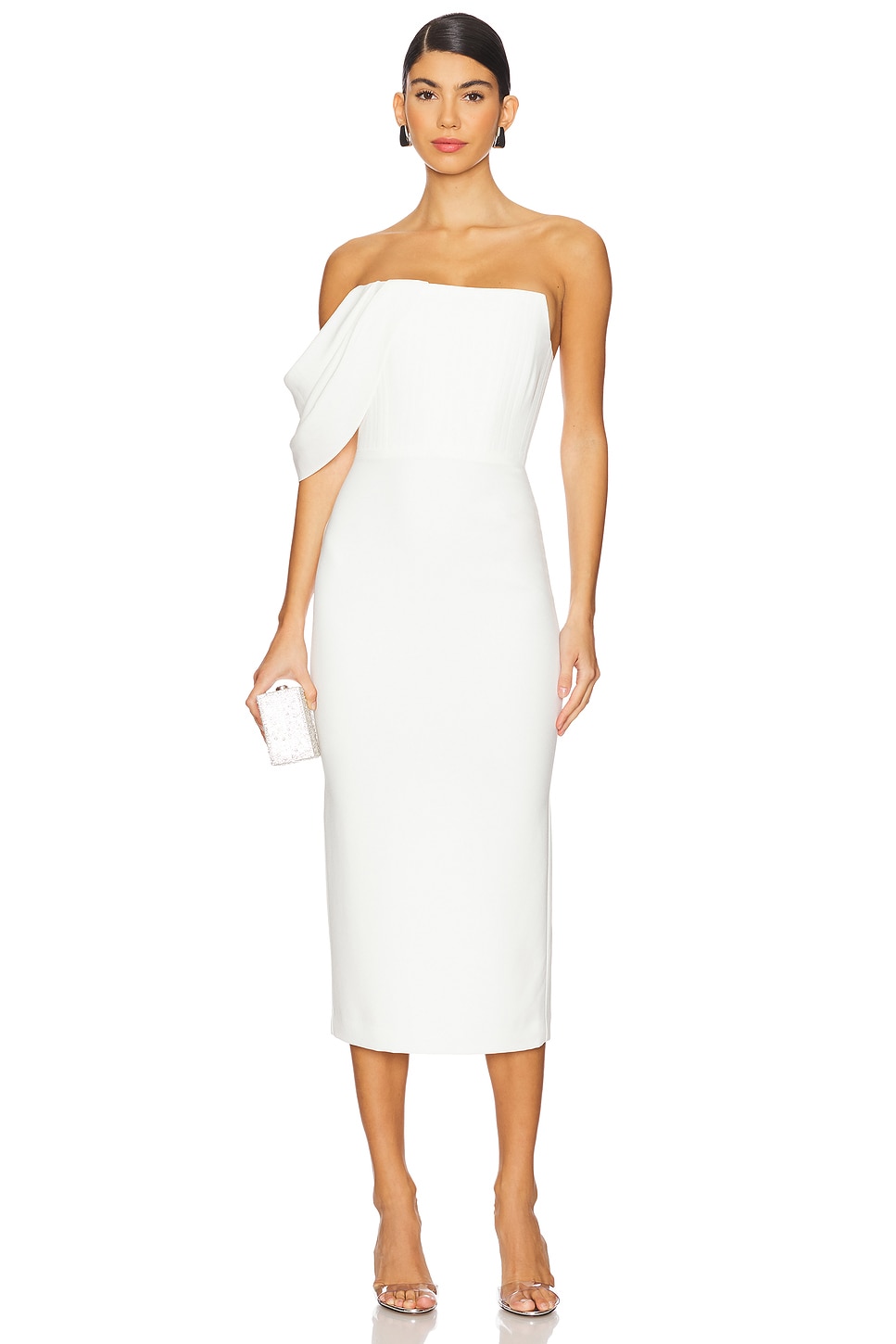 Alex Perry Draped Corset Midi Dress