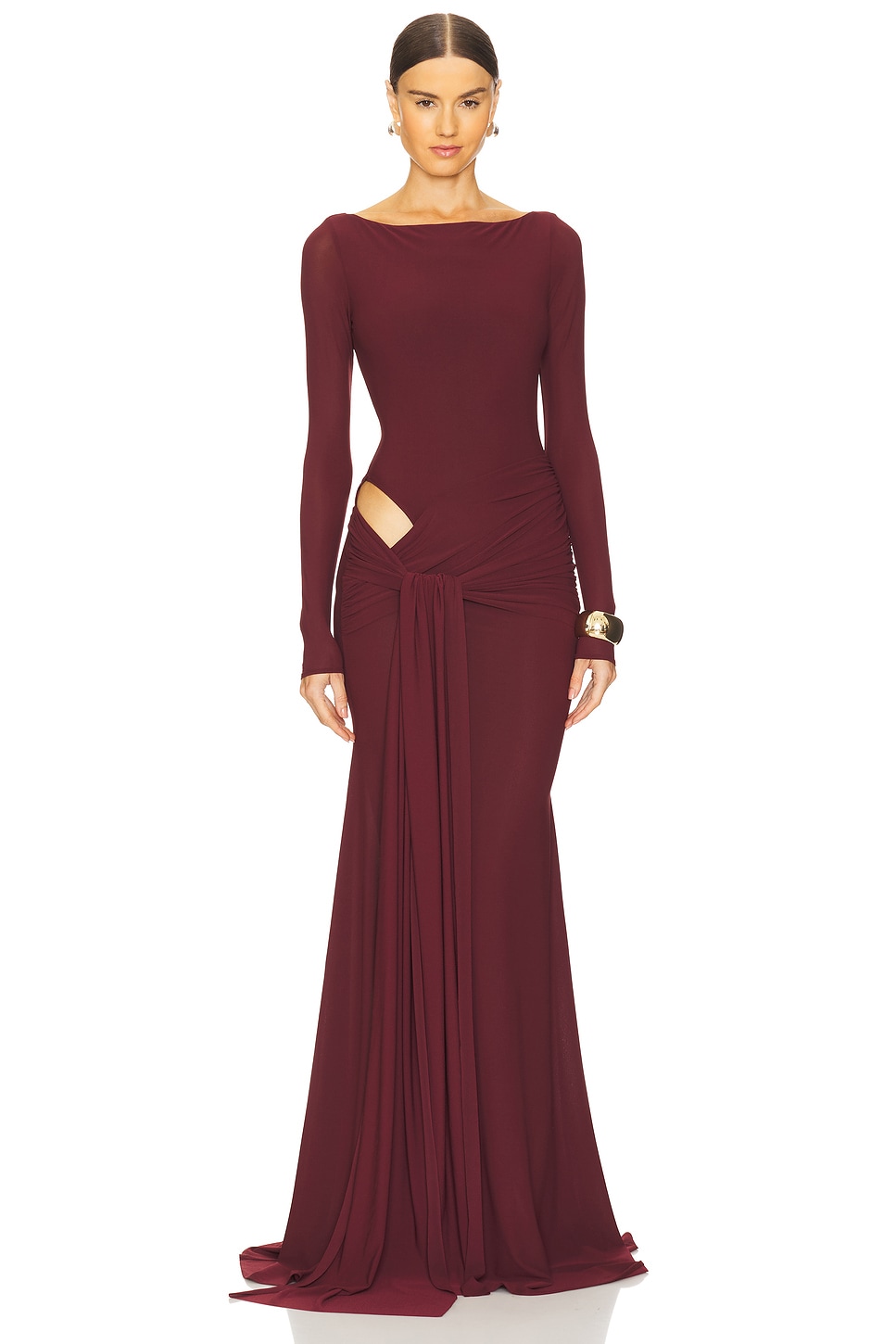 Alex Perry Wrapped Jersey Gown