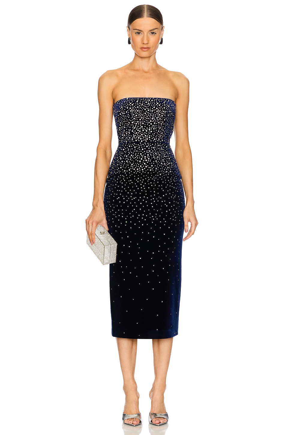 Alex Perry Crystal Velvet Midi Dress