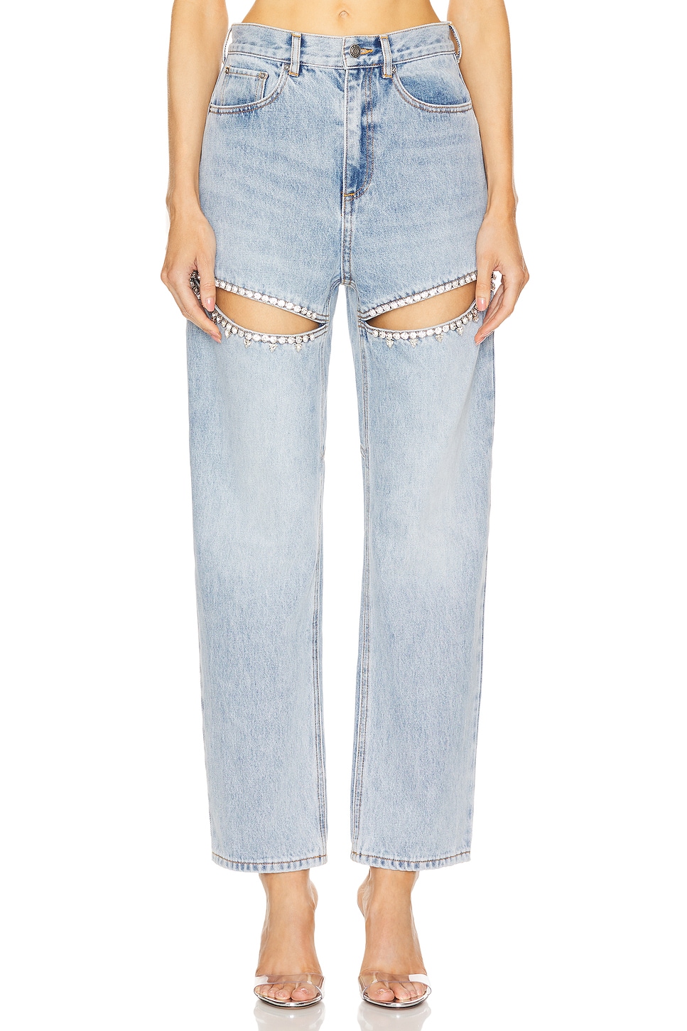 AREA Crystal Slit Jean