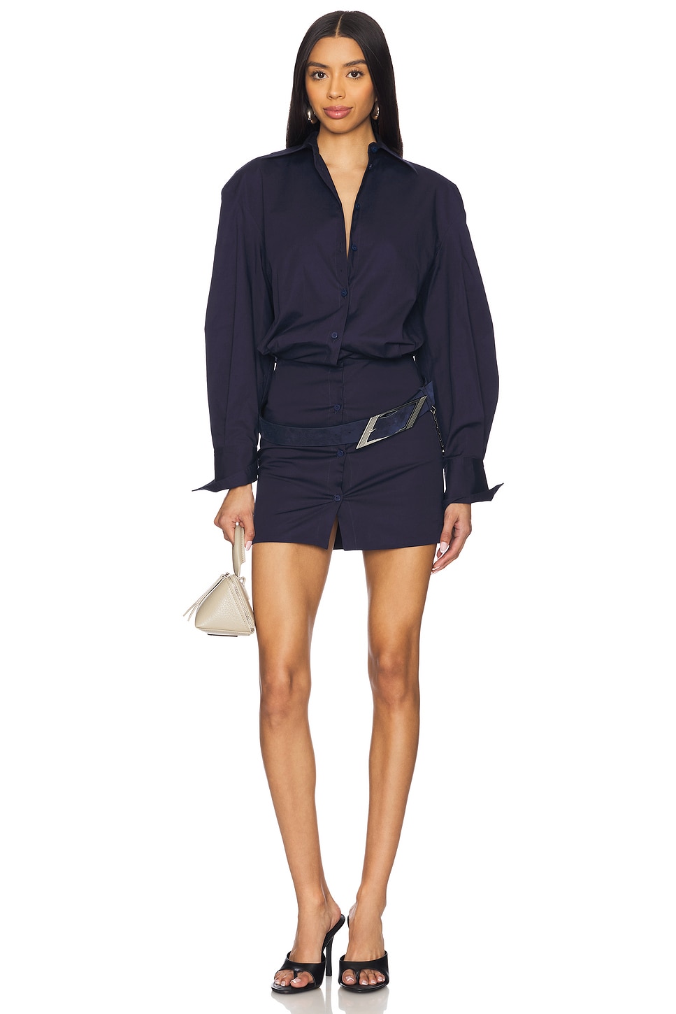 THE ATTICO Long Sleeve Shirt Mini Dress