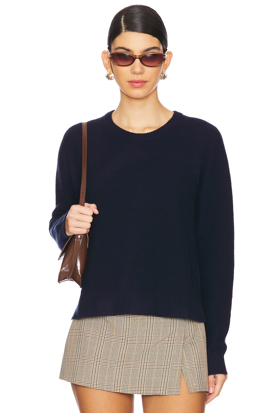 Autumn Cashmere Links Stitch Raglan Shirttail Crew