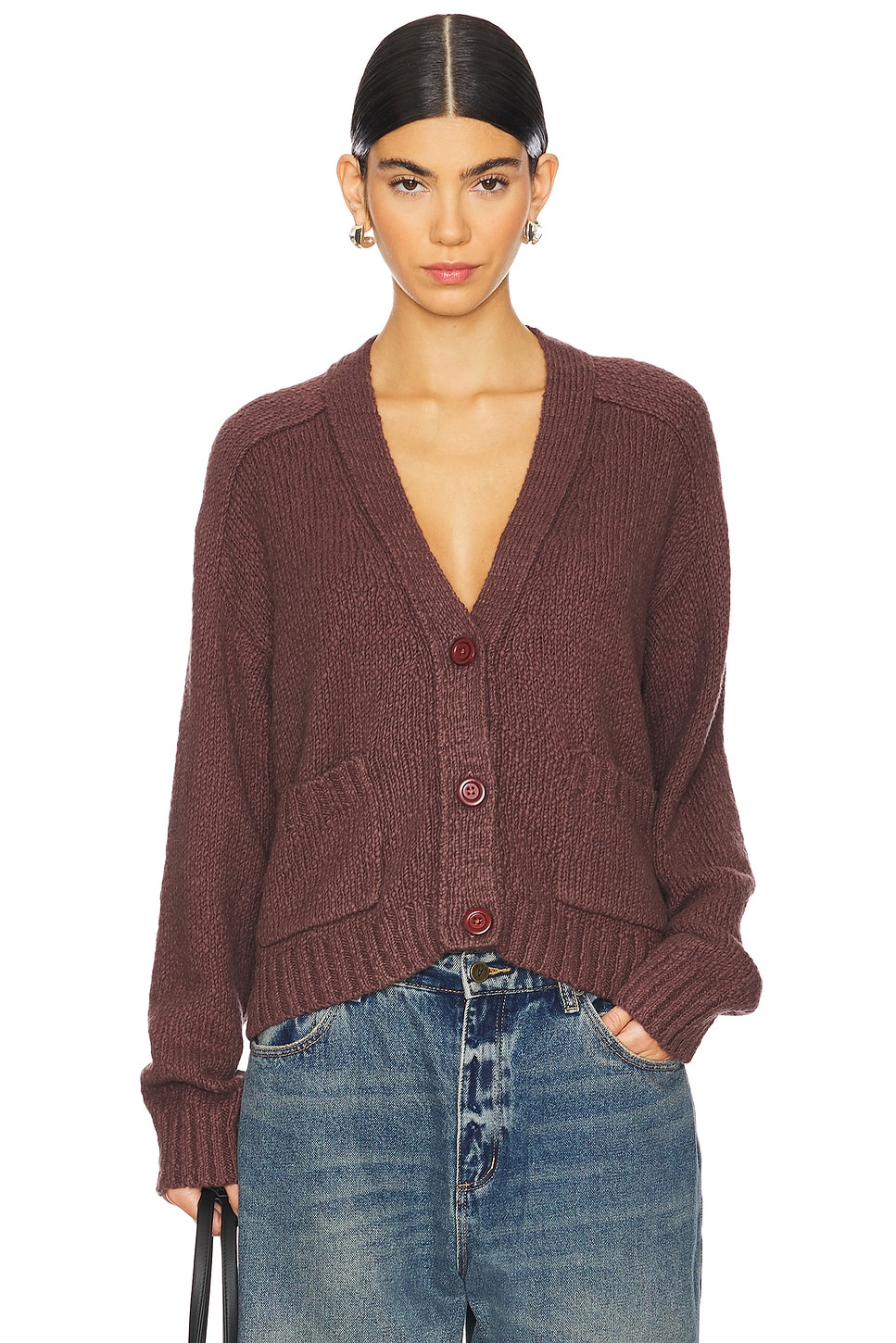 Autumn Cashmere Cropped V Neck Cardigan With Pockets