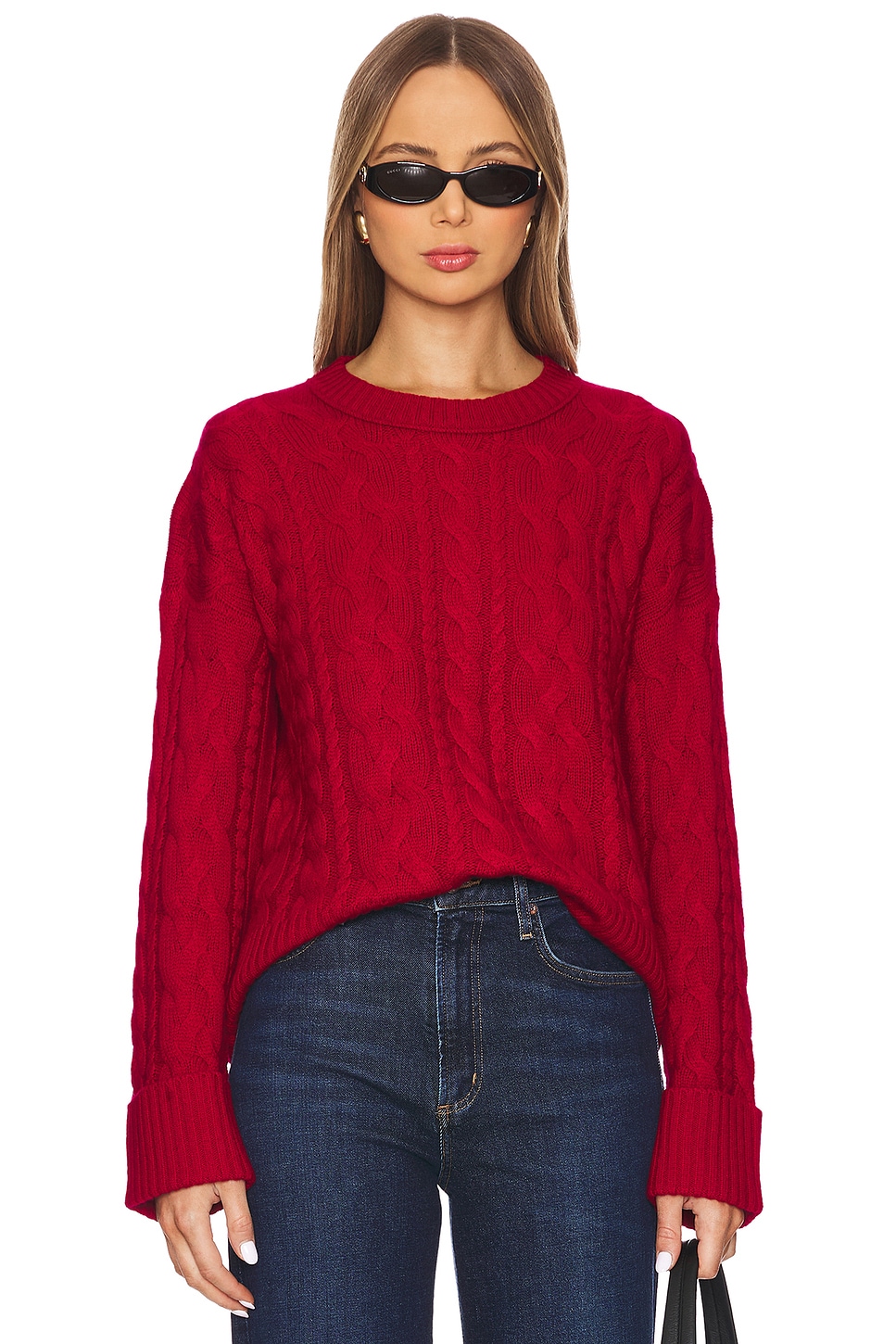 Autumn Cashmere Oversize Cable Crew With Turn Back Cuffs