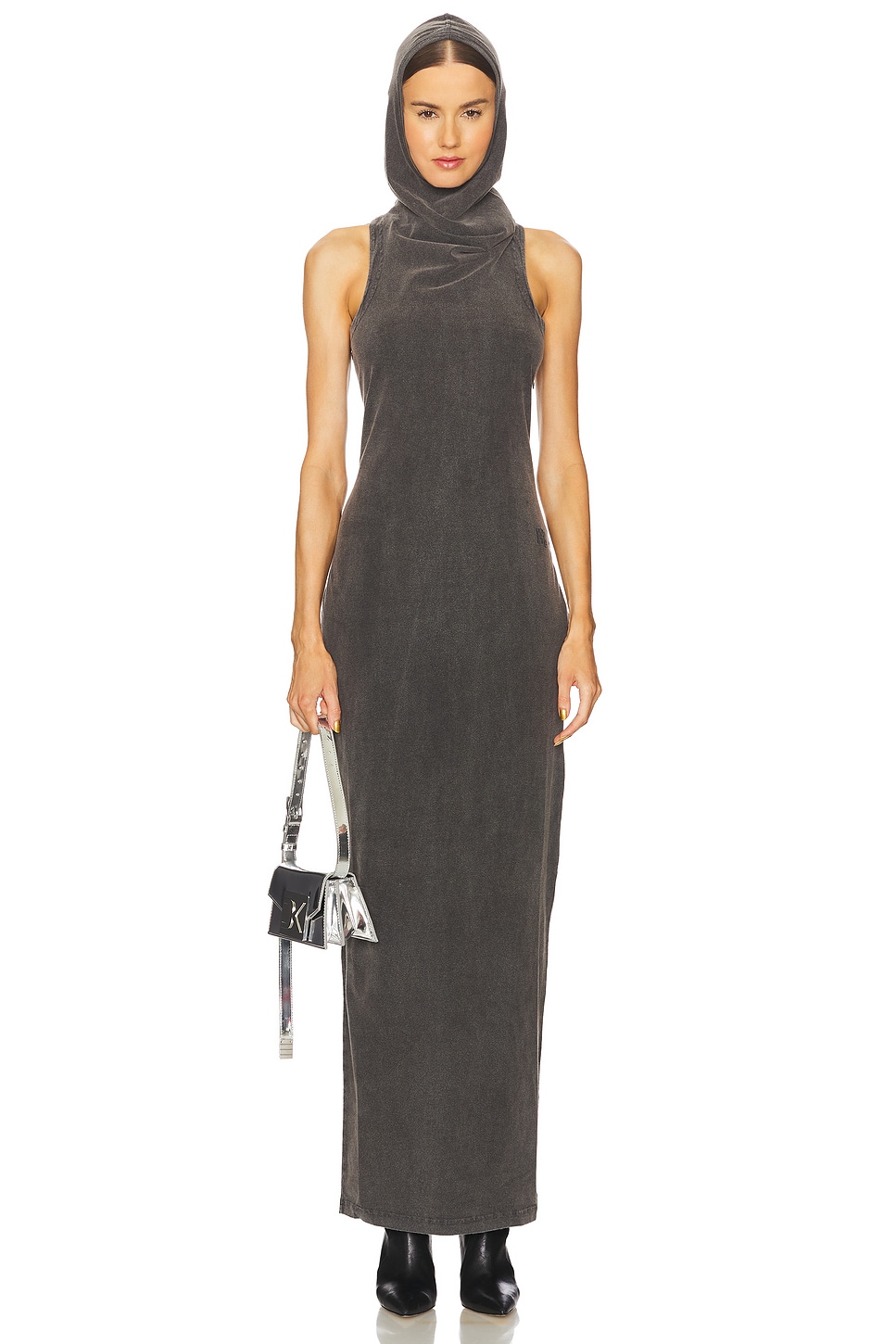 Alexander Wang Cowl Neck Racer Back Fitted Long Dress