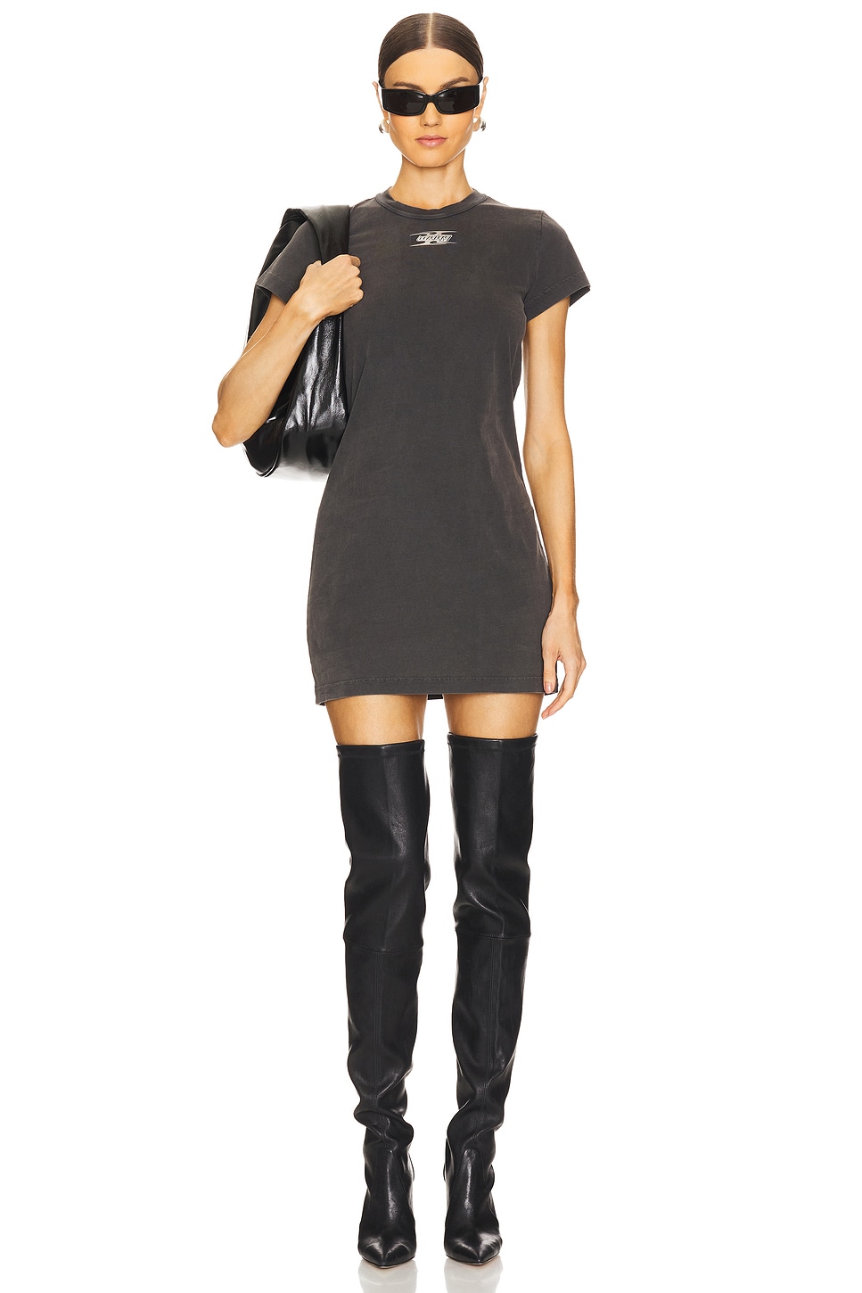 Alexander Wang Shrunken Tee Mini Dress With Blade Logo