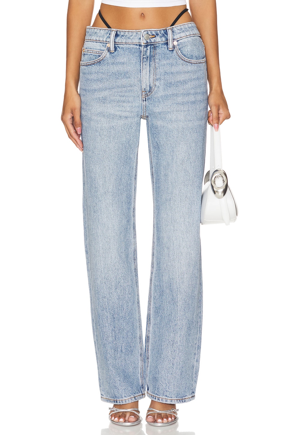 Alexander Wang Mid Rise Relaxed Jean Prestyle Diamante Charm