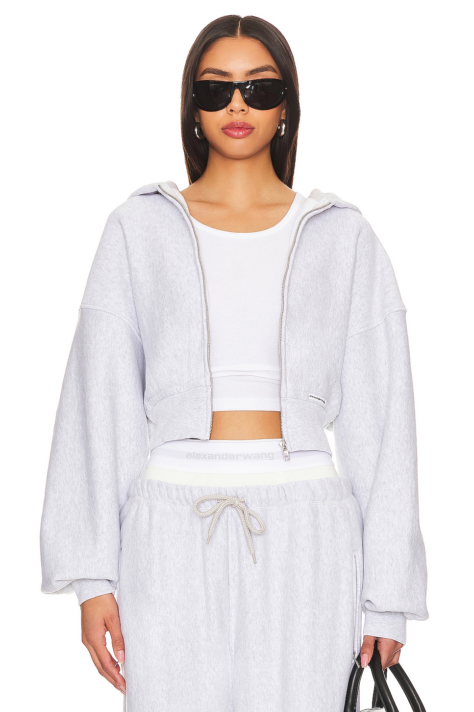 Alexander Wang Cropped Zip Up Hoodie