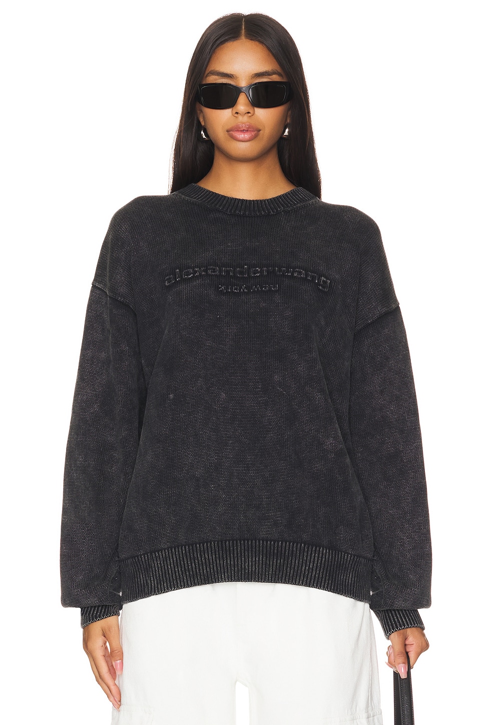 Alexander Wang Oversized Long Sleeve Pullover W Emboss Alexander Wang Logo