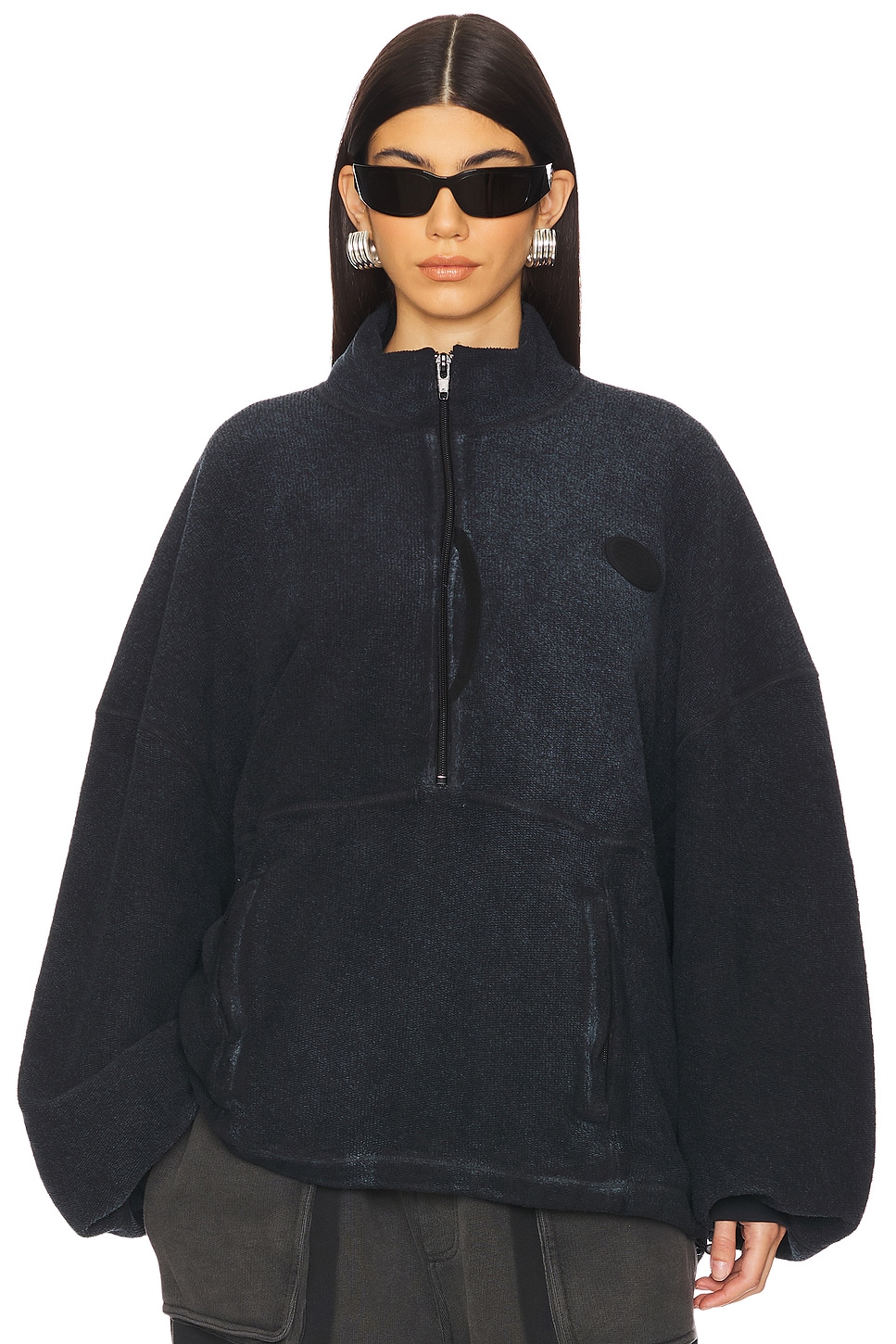 Alexander Wang Oversized Unisex Funnel Neck Half Zip