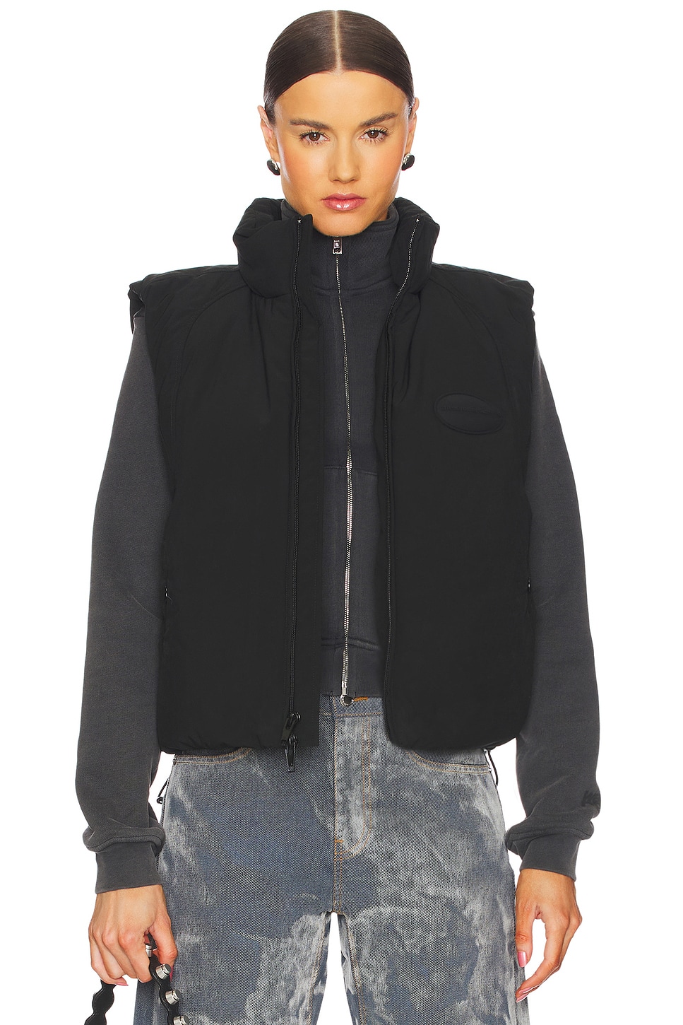 Alexander Wang Puffer Vest With Dome Silicone Patch in Red Alert