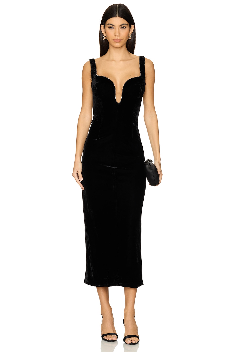 Bardot Brooklyn Velour Midi Dress