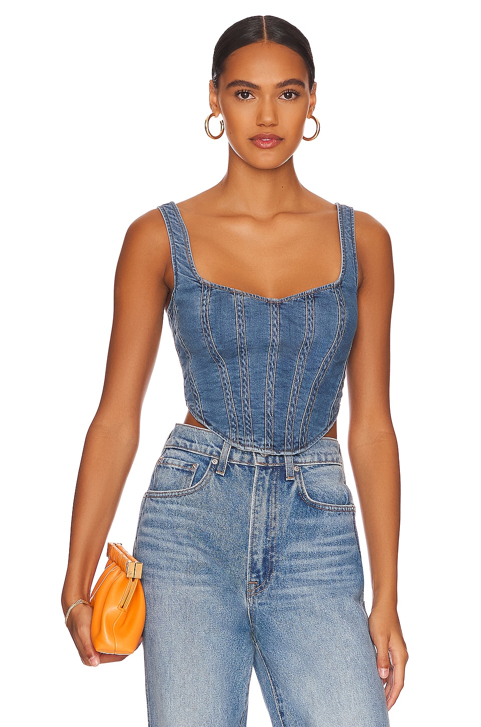 Bardot Denim Corset Bustier