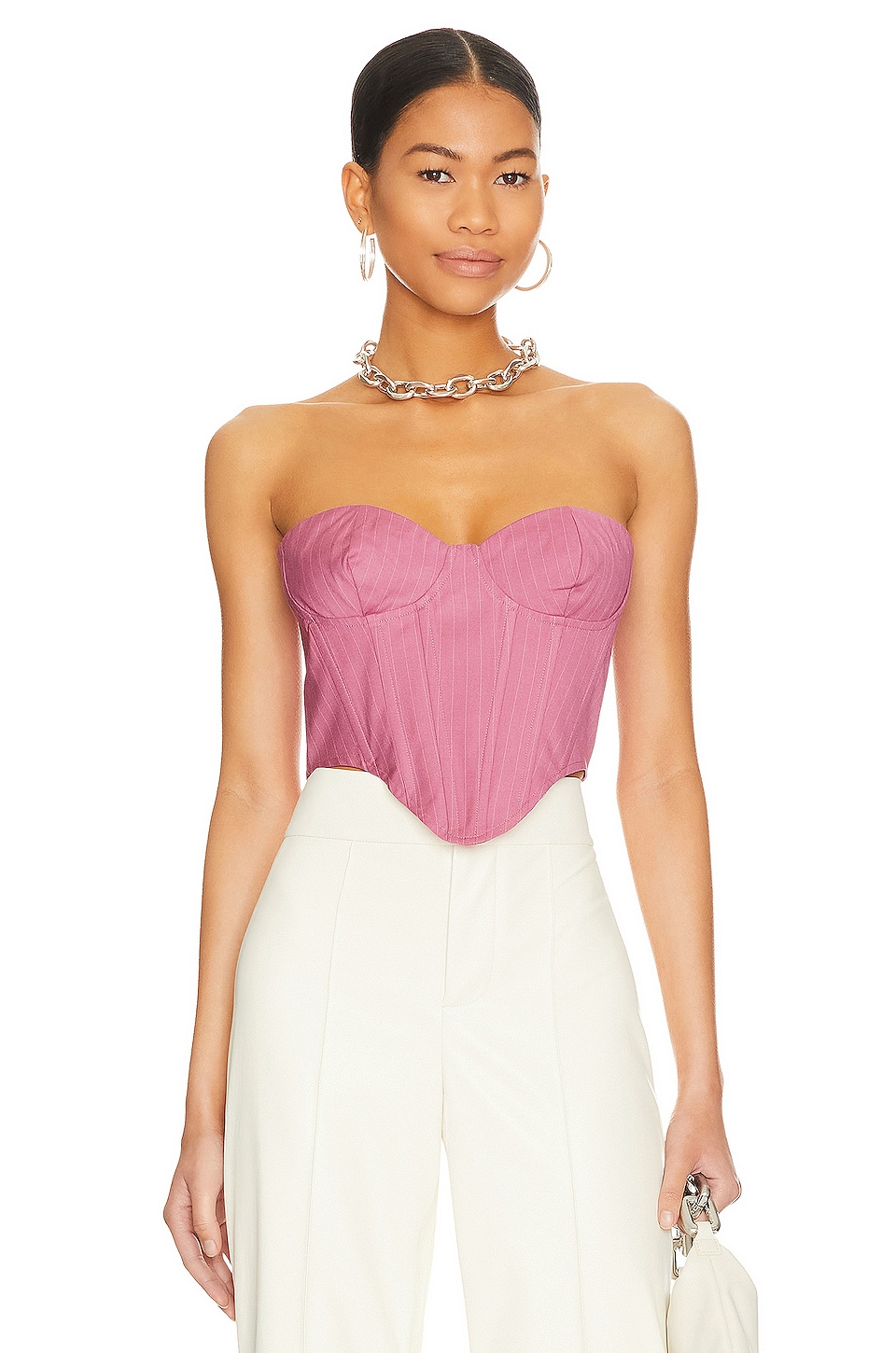 Bardot Pin Stripe Bustier Top