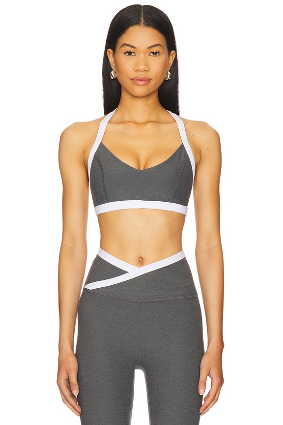 Beyond Yoga Spacedye Outlines Bra in True Gray Heather & Cloud White