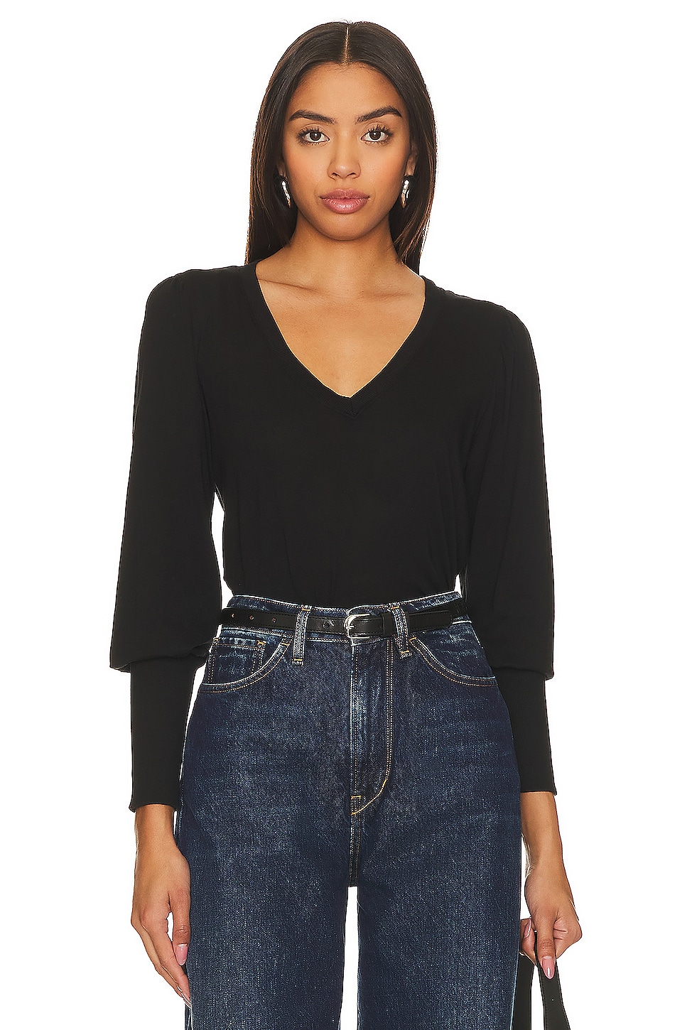 Bobi Banded Bottom Long Sleeve Top