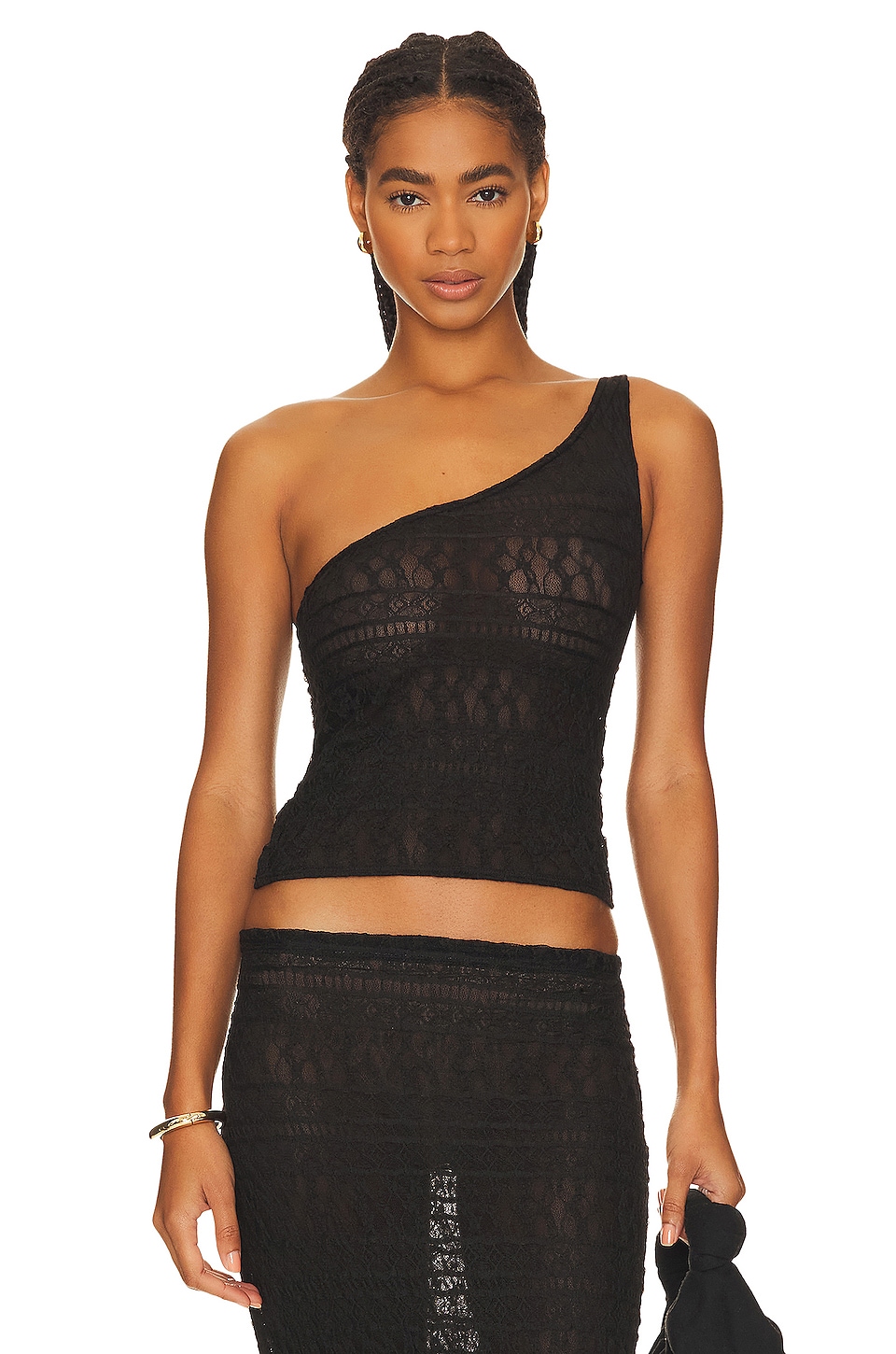 BUCI Lace One Shoulder Top