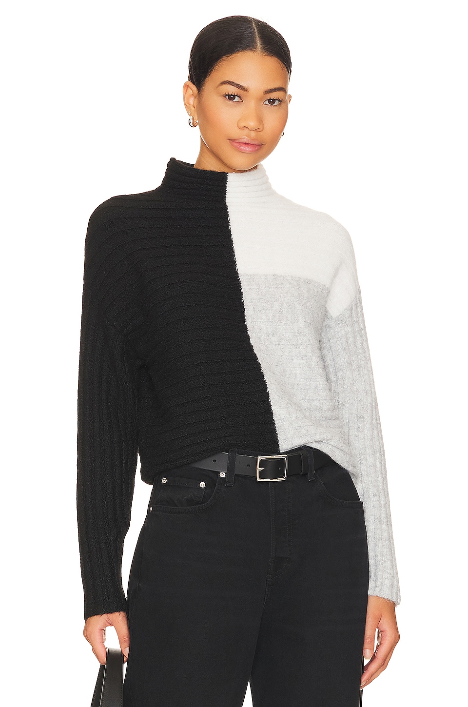 Central Park West Maura Color Block Turtleneck Sweater