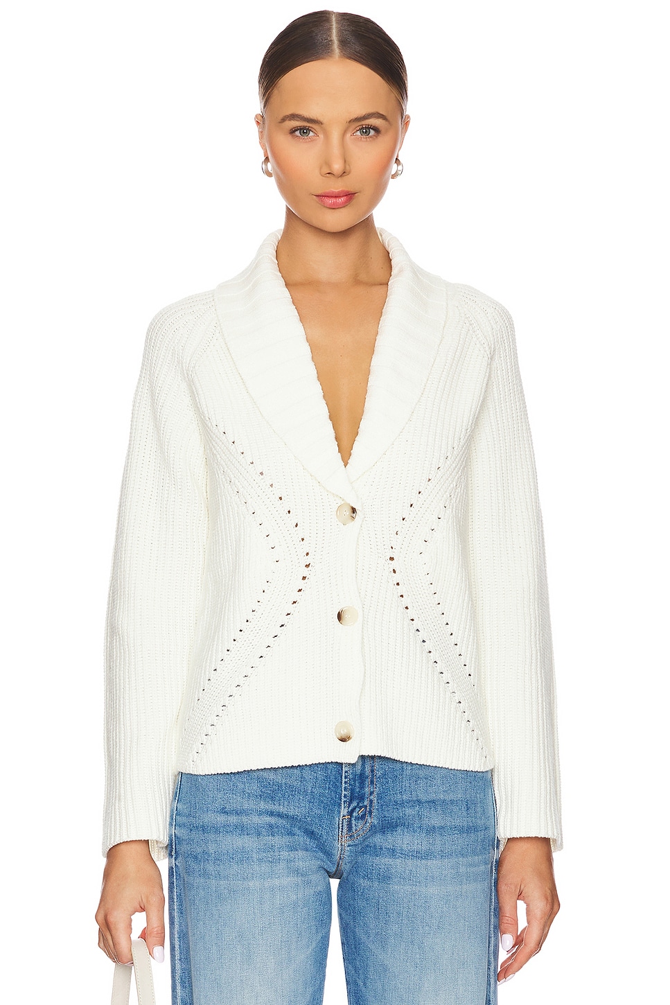 Central Park West Rosette Engineered Pointelle Jacket