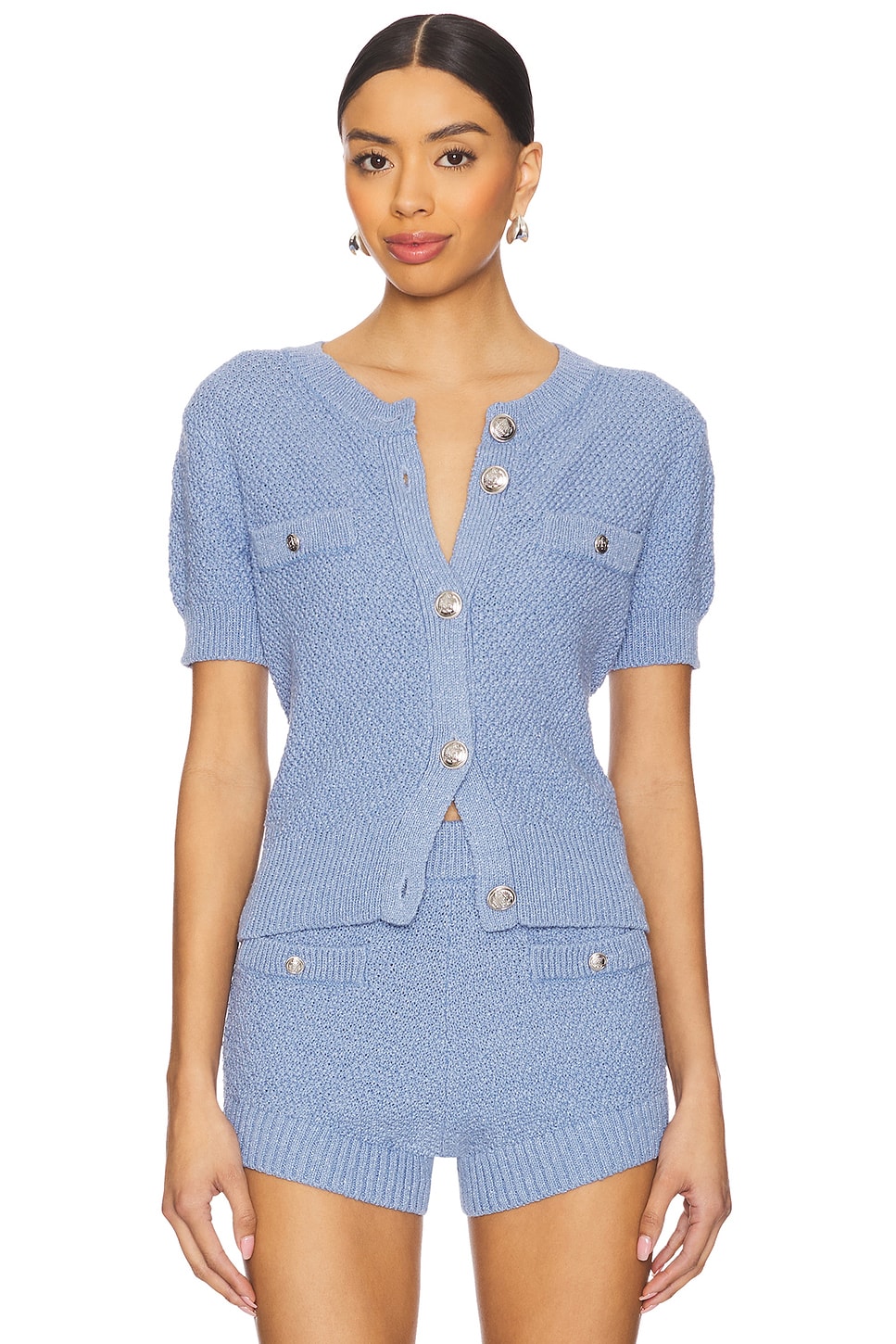 Central Park West Seed Stitch Short Sleeve Cardigan