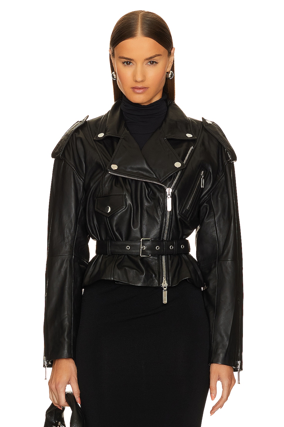 Camila Coelho Ambrosia Leather Moto Jacket