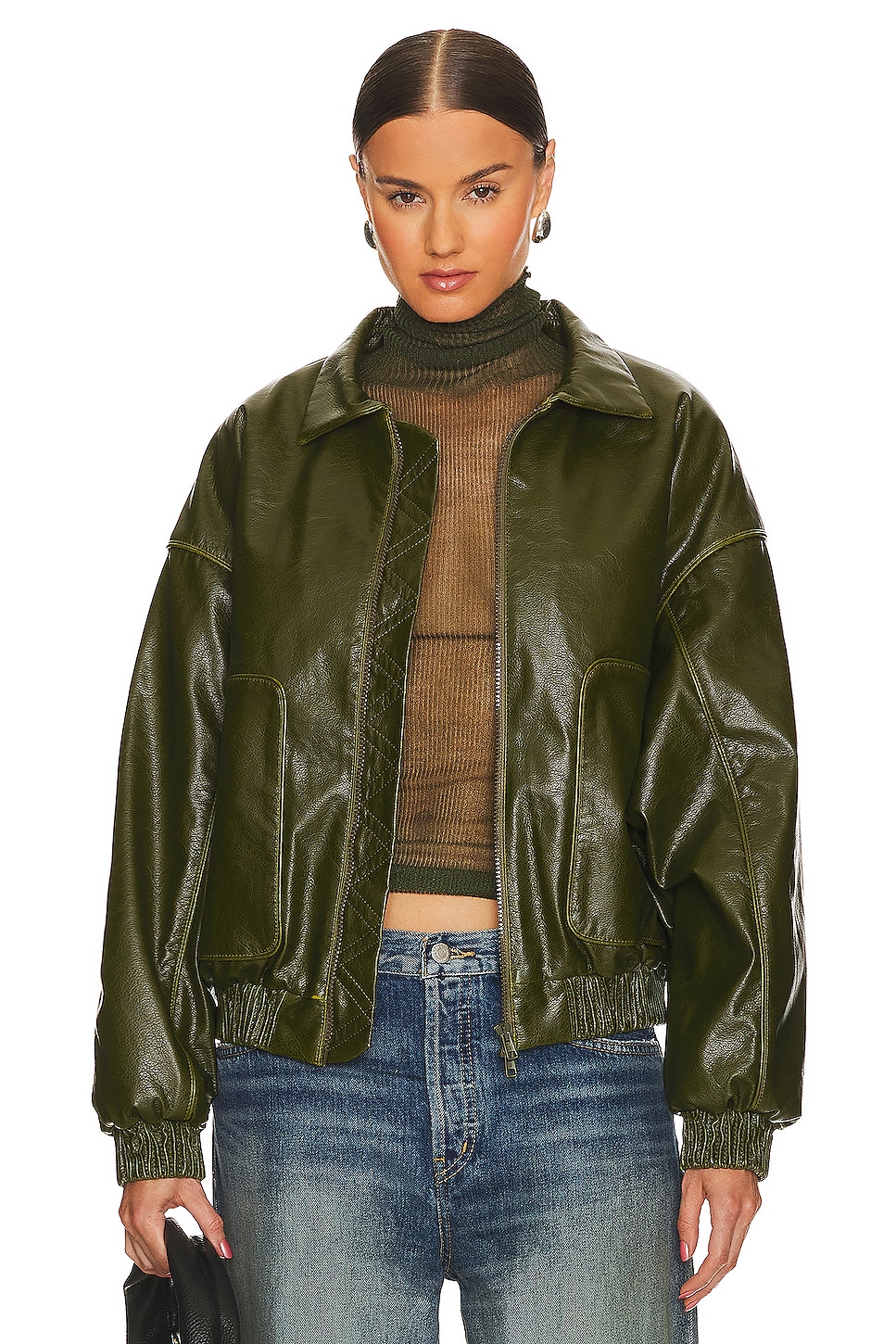 CULTNAKED Peridot Lviv Faux Leather Bomber