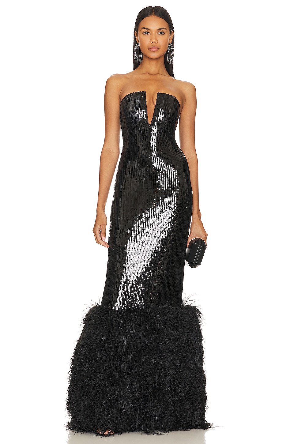 David Koma x REVOLVE Sequin And Feather Gown