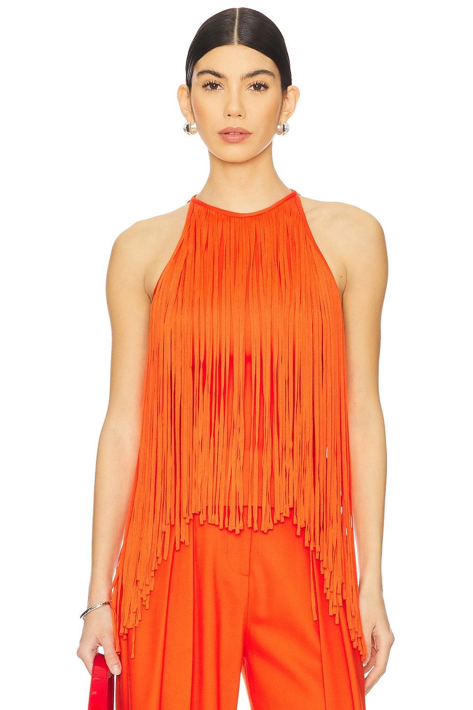 David Koma Fringe Neckline Halter Top