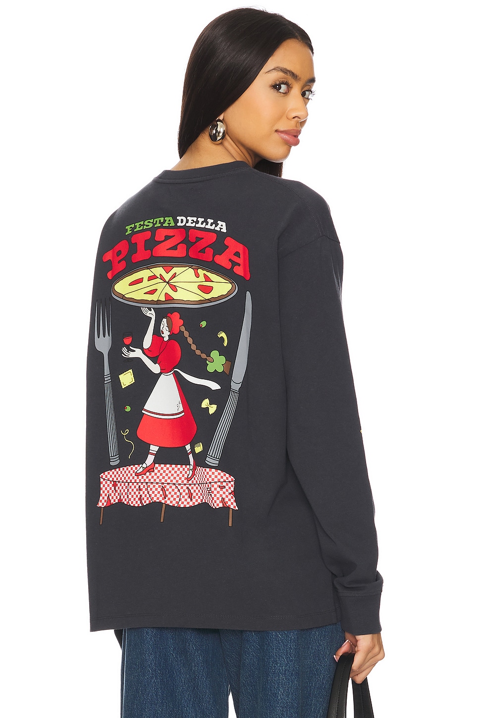 Damson Madder Pizza Party Long Sleeve Washed Tee