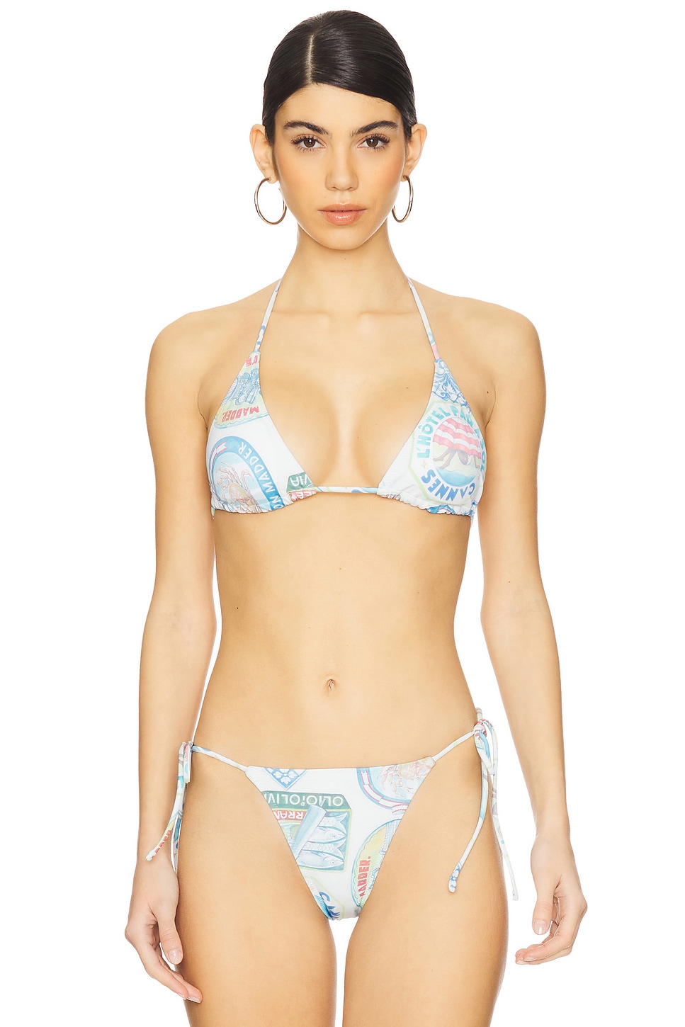 Damson Madder Tie Front Triangle Bikini Top