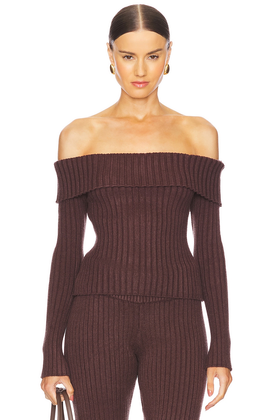 GUIZIO Thalia Rib Off The Shoulder Sweater