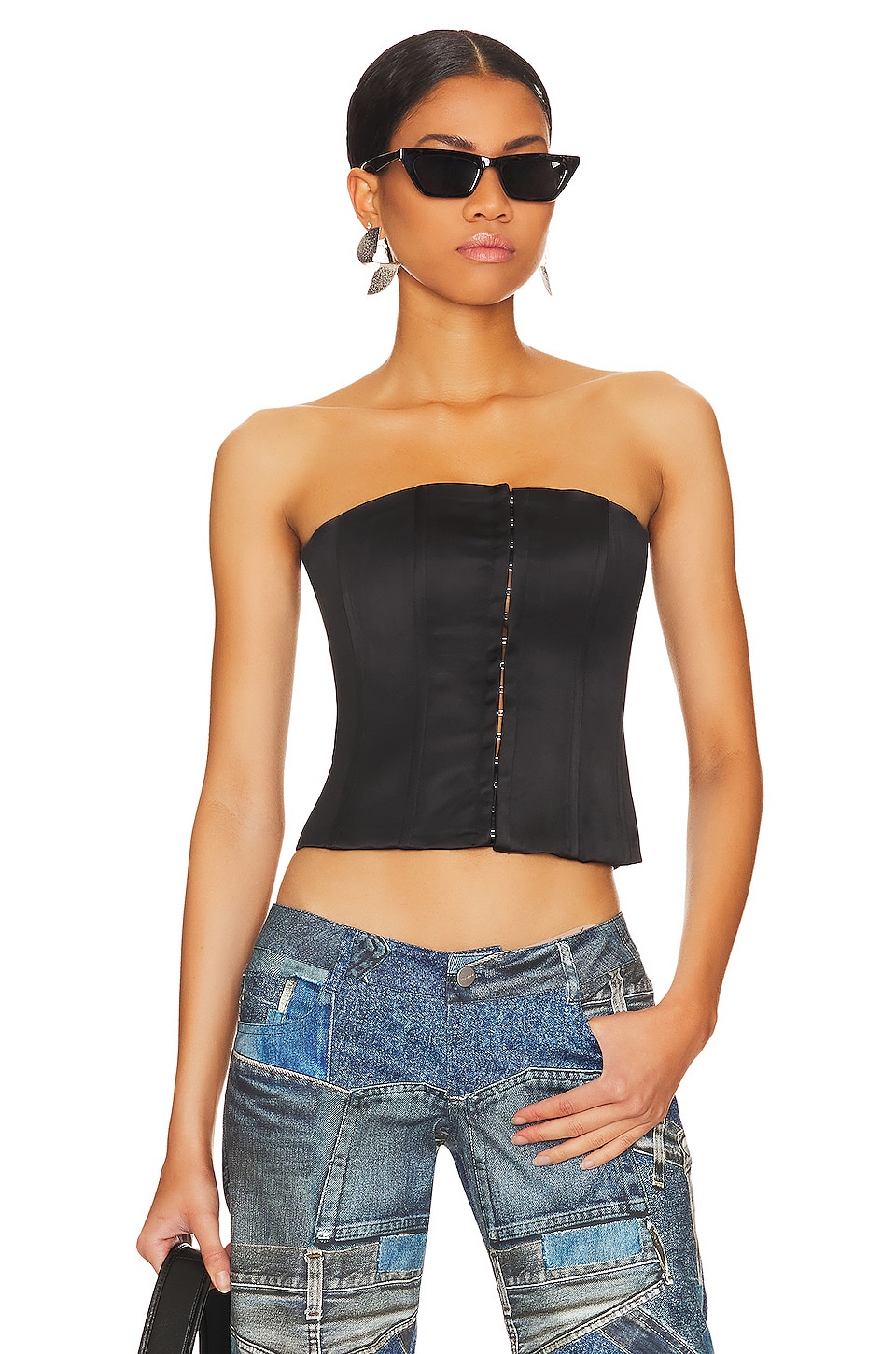 GUIZIO Satin Corset Top