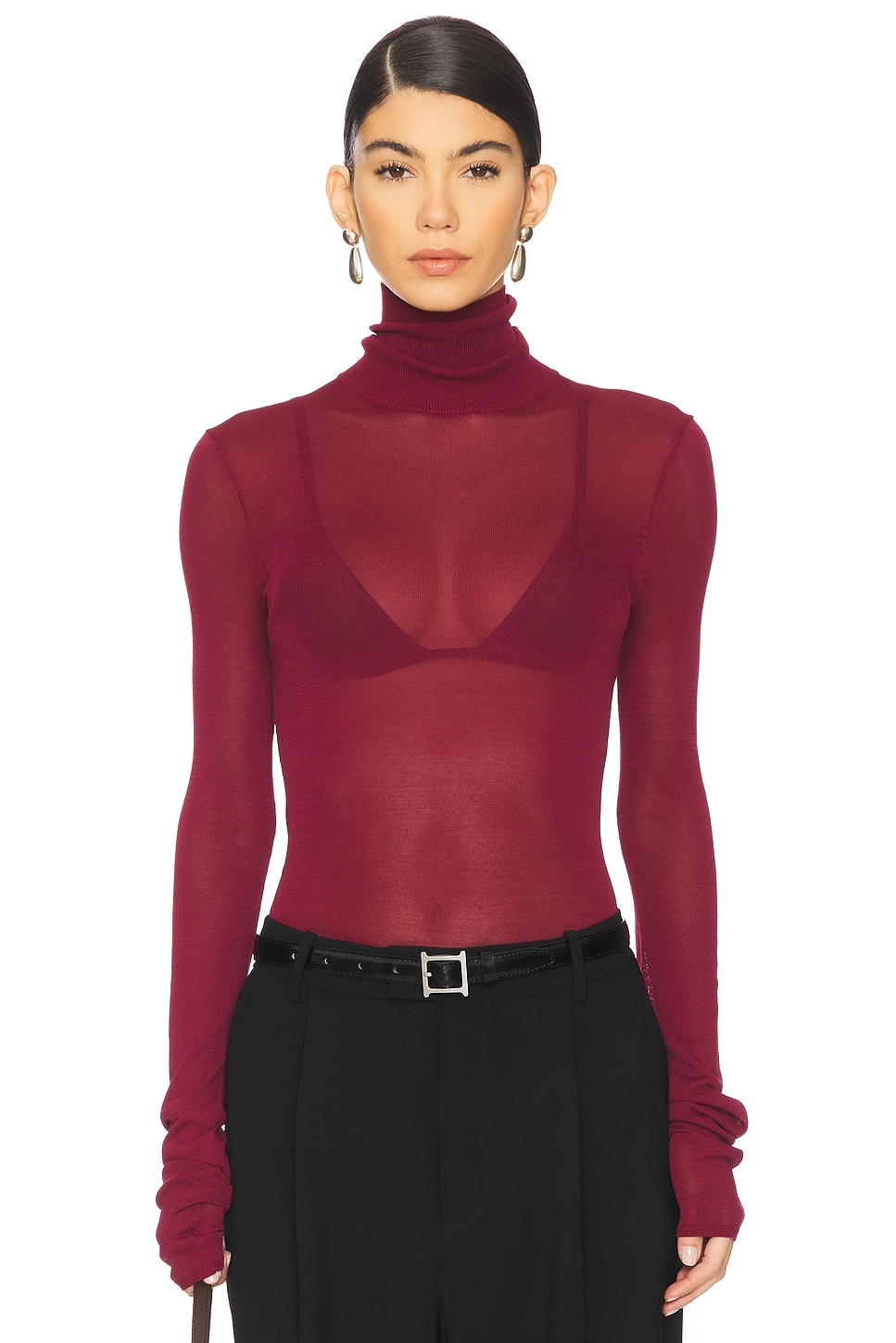 EAVES Alexander Sheer Turtleneck Sweater