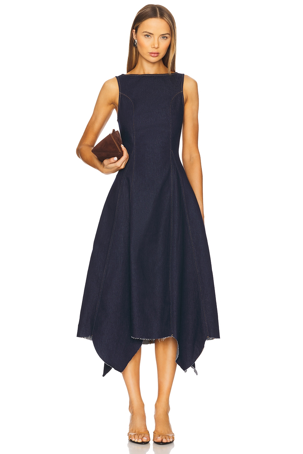 EB Denim Cara Boat Neck Long Dress