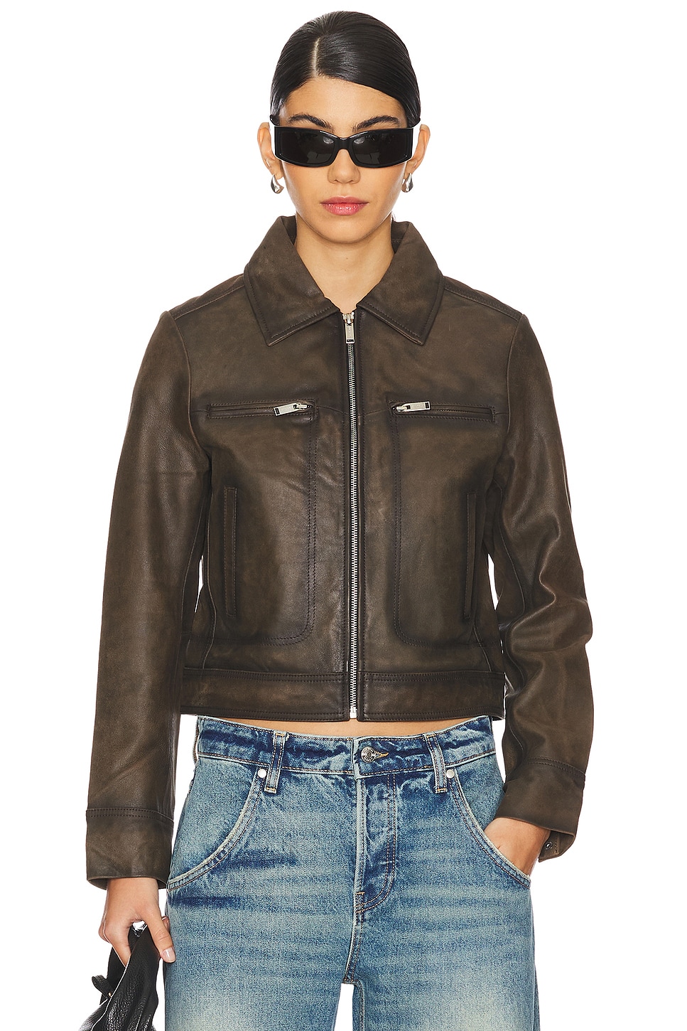 Ena Pelly Stevie Worn Leather Jacket