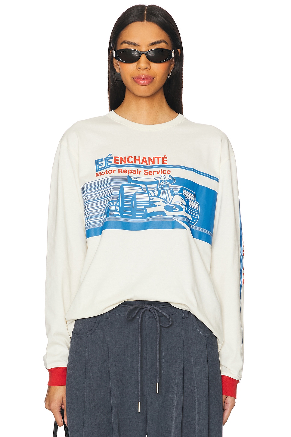 Enchante Contrast Racecar Long Sleeve Top